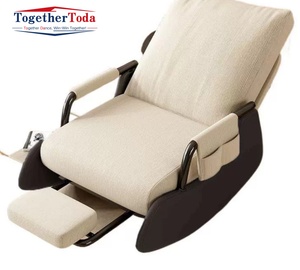 Fauteuil à bascule moderne en tissu et bois, idéal pour salon et espace détente – Nouveauté très prisée - Product Image 1
