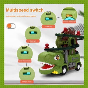 QY Dinosaurio Eléctrico con Tobogán, Música y Rompecabezas, Coche de Juguete, Montaña Rusa y Noria, Regalo de Cumpleaños y Navidad, de Plástico - Product Image 3
