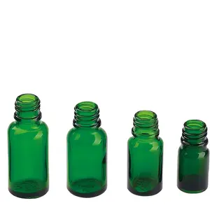 Botella de vidrio verde esmerilado con gotero de bambú, 5ml, 10ml, 15ml, 20ml, 30ml, 50ml, 100ml