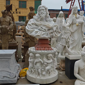 Church Home Decoration Handcarved Large Religious Figure Bust Marble Jesus Head Sculpture With Base MS-432 Marble Jesus MS-432 - Product Image 1