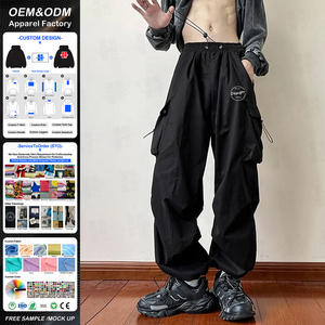 Pantalon cargo décontracté léger pour homme, style streetwear, avec logo brodé personnalisé, en polyester à séchage rapide, coupe large, vente en gros - Product Image 1