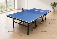 Table de ping-pong d'intérieur pliable bleue de qualité compétition avec roulettes pour entraînement et jeu, personnalisable OEM/ODM avec logo