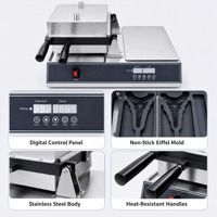 Gaufrier électrique réversible antiadhésif JTS Commercial 1700W avec minuterie d'arrêt automatique
