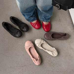 Ballet Flats Round Toe Slip-On Flat Solid Color Bow Decoration Women Spring <b>Shoes</b> - Product Image 4
