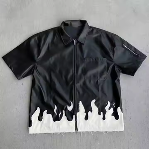 Blouson Bomber en Cuir Personnalisé avec Logo – Le Meilleur Blouson pour Homme Tendance Urbaine, Effet Vieilli, Broderie Patchwork Carrée, Coupe Boxy Estivale pour Homme - Product Image 2
