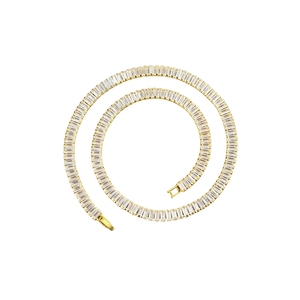 Vintage-Stil Messing 18K Vergoldete 6mm Kubische Zirkonia Iced Tennis Gliederkette 18/20/<span class=keywords><strong>22</strong></span>/24 Zoll Regenbogen Modische Damenkette - Product Image 2