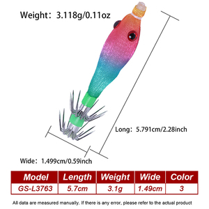Señuelo Luminoso para Pesca de Calamar de 5.79cm/3.1g, Modelo Shrimp Yamashita, para Pesca en Agua Salada, Anzuelos de Acero con Alto Contenido de Carbono <span class=keywords><strong>Yo</strong></span> <span class=keywords><strong>Zuri</strong></span> - Product Image 2