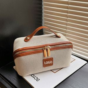 Customized Logo Fashion Luxury Canvas <b>Makeup</b> <b>Bag</b> Women Portable Organizer <b>Large</b> Capacity Zipper Waterproof Travel Cosmetic - Product Image 3
