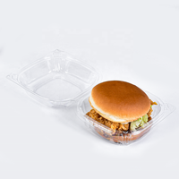 Boîte d'emballage alimentaire à emporter en plastique transparent PET personnalisée en gros, boîte à clapet jetable pour hamburger