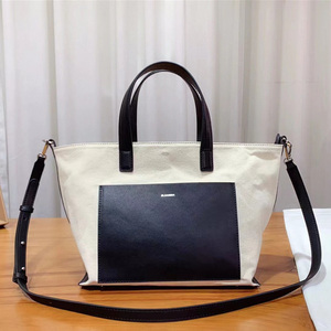 Bolso de mano minimalista de poliéster y cuero para mujer, bolso tote de gran capacidad, estilo moderno, bolso de mujer a la moda para la universidad. - Product Image 1