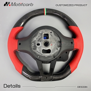 Volante Personalizado de Fibra de Carbono Real con Empuñaduras de Cuero Rojo para Alfa Romeo Giulia, Giulia Quadrifoglio, Giulia Ti 2017-2026 - Product Image 5