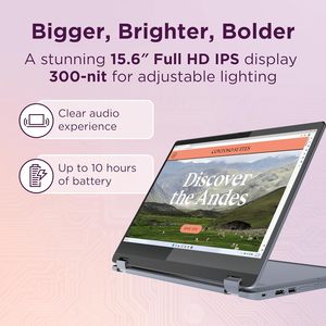 Ordinateur portable Lenovo IdeaPad Flex 3i Chromebook 15,6 pouces FHD Intel Pentium N6000 8 Go de RAM 128 Go de SSD pour étudiants - Product Image 4