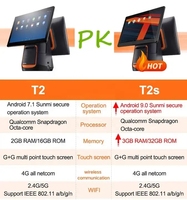 Sunmi T2s Android 9.0, caisse enregistreuse, Machine électronique, caisse enregistreuse, écran tactile, PC tout-en-un, Pos, avec imprimante thermique 80mm, Auto Cut