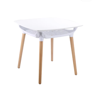 Mesa Cuadrada para Comer, Muebles de Madera Natural, Mesa de Café Cuadrada Blanca, Mesa de Comedor de Lujo Blanca, Mesas de Café Cuadradas - Product Image 1