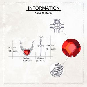 Collar de Plata Creativo con Diseño de Flecha Atravesando el Corazón, Estilo Gótico Punk, con Corazón de Diamantes de Imitación Rojos, para Parejas, Regalo para Mejores Amigos - Product Image 2