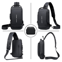 Bolso Bandolera de Moda Tipo Nuevo para Hombre, Multifuncional, Impermeable, con Puerto de Carga USB, Cierre con Contraseña, Bolso de Pecho