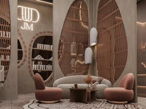 Design d'intérieur de salon de coiffure de luxe, mobilier de barbier sur mesure, aménagement moderne de salon de beauté avec vitrines - Product Image 4