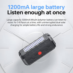 Altavoz solar multimodo compatible con tarjeta TF reproducción USB FM, altavoz inalámbrico portátil con linterna para viajes al aire libre - Product Image 6