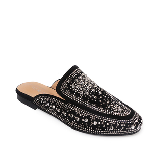 WETKISS Factory Wholesale Free Label Ladies Flats Slippers <strong>Close</strong> <strong>Toe</strong> Slippers Black Slides Women Flat <strong>Mules</strong> With Rivets - Product Image 1