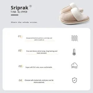 Erkek Kadın Kışlık Ev Baotou Tüylü Keçe Yuvarlak Kafa Düz Renk Terlik Baba Tarzı Yaşlılar İçin Sıcak Kaymaz PVC Dış Taban - Product Image 6