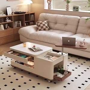 Walnut Solid Wood <b>Mobile</b> Coffee Table Trolley Multi Functional Lifting Storage Side Table For Living Room Home Use - Product Image 4