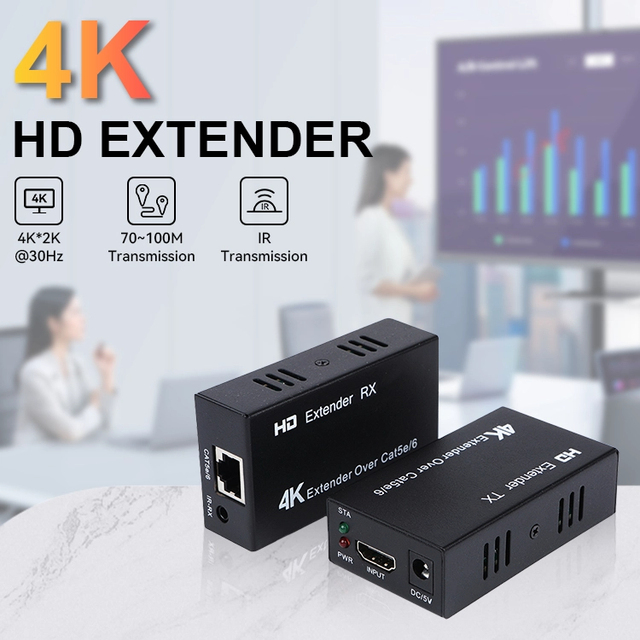 Xput M-HK100A 4K HDMI Extender Over CAT5e CAT6 Max 70M 4K 30Hz Two-Way IR Remote Return Audio Video Transmitter Receiver Kit