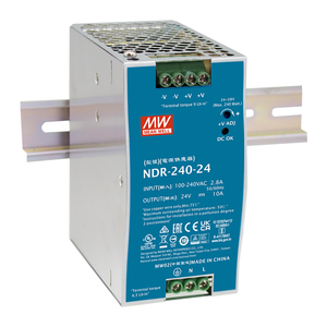 Alimentation électrique industrielle sur rail DIN NDR-240-24 240W 24VDC 10A AC/DC à sortie unique pour applications industrielles - Product Image 3