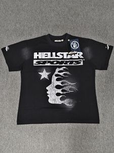 เสื้อยืดผู้ชายสไตล์ยุโรปอเมริกันแนวสตรีท ลาย Hell Star ลุคเรโทร ซักฟอกทำสีซีด แบรนด์แฟชั่นชั้นนำ แขนสั้น ผ้าฝ้าย - Product Image 4