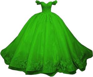 SWS193 الأخضر قبالة الكتف فساتين Quinceanera ثوب الكرة زهري يزين الدانتيل القوس الظهر مشد للفتيات الحلو الحزب - Product Image 4