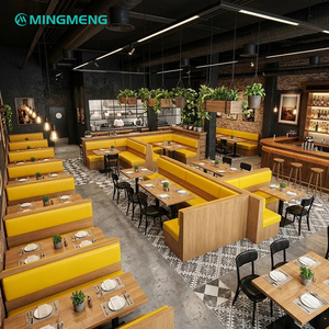 MINGMENG Modern L-Shape Restaurant Booth Set Wood Frame High-Density <b>Foam</b> <b>Seating</b> Commercial Dining Furniture - Product Image 6