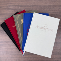 Carnet de notes de luxe personnalisé avec logo, format A5, couverture rigide, reliure cousue, en lin