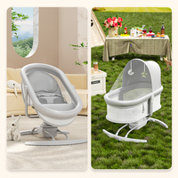 Berceau Balancelle Électrique Professionnel Nouveau Design Réglable avec Musique et Ventilation en Maille, Chaise Bébé Portable Pliable et Sûre pour la Maison