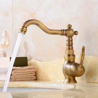 Robinet de lavabo en cuivre antique robinet de table chaude et froide pour évier de salle de bain support de mélangeur d'eau noyau de valve en céramique utilisation extérieure robinets en laiton