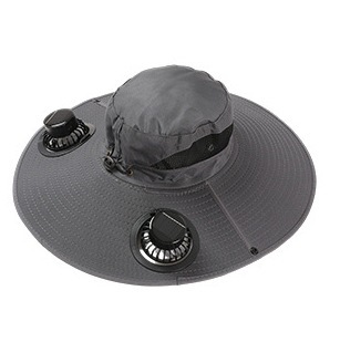 Gorra de aire acondicionado con doble ventilador, gris oscuro, 48 cm.