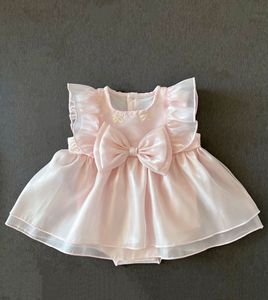 Vestito da Principessa in Raso Rosa per Bambina con Grande Fiocco, Maniche a Volant e Tutu, Abito Formale per Compleanno, Matrimonio e Feste - Product Image 4