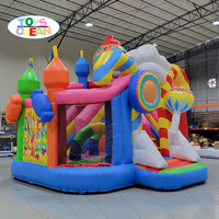 Château Gonflable Commercial Thème Sucreries et Sucettes, Combo Château Gonflable Sweet Land avec Toboggan pour Location de Fêtes d'Enfants