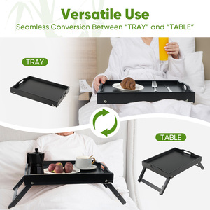 Foldable Waterproof Eco-Friendly Modern Bed Tray with Handles Bamboo Bed <b>Table</b> for <b>Laptop</b> Breakfast & Serving in Bed Sofa - Product Image 3