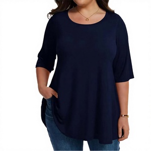 Tunique longue tricotée respirante grande taille pour femme, imprimé personnalisé 2026, confortable, ample, décontractée, manches trois quarts, ODM - Product Image 3