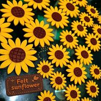 Autocollant en feutre floral pastoral vierge, patch non tissé en forme de tournesol pour décoration de mariage et accessoires d'artisanat pour enfants