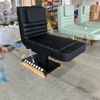Cama de Masaje de Cuero Negro de Lujo para Salón de Belleza, Cama Eléctrica Plegable para Tratamientos Faciales y de Pestañas