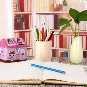 Bolígrafo de madera de pino natural/soporte organizador de lápices sin terminar DIY cepillo de madera maceta suministros de oficina caja de almacenamiento para escritorio - Product Image 3