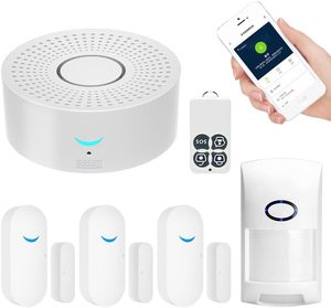 Kit d'alarme de sécurité domestique WiFi avec détecteur de mouvement, capteurs de porte et de fenêtre, contrôle à distance par application, système d'alarme sonore intelligent Tuya - Product Image 1