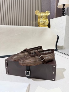 Genuine ALAIAs Ballerina <b>Shoes</b> Fishnet Luxury Women's <b>Soft</b> Sparkle Hollow Genuine Leather Upper Mary Jane Ballet Flats Autumn - Product Image 1