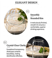 Lot de 4 verres transparents sans BPA de 16 oz avec couvercles en bambou, pailles en verre et brosses de nettoyage – Lavables au lave-vaisselle, personnalisables avec votre logo