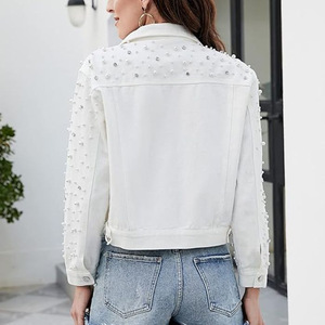 Fashionable <b>Cropped</b> <b>Denim</b> <b>Jacket</b> With Embroidery for Women Plus Size Pearl <b>Jacket</b> From Cross Border Southeast Asia Heavy - Product Image 5