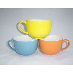 Taza <span class=keywords><strong>de</strong></span> porcelana para <span class=keywords><strong>desayuno</strong></span>, tazón <span class=keywords><strong>de</strong></span> cerámica con logotipo personalizado, tazón <span class=keywords><strong>de</strong></span> sopa <span class=keywords><strong>de</strong></span> color marrón, azul y amarillo <span class=keywords><strong>de</strong></span> gran capacidad con mango completo - Product Image 2