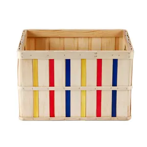 China supplier wholesale woodchip storage basket wooden woven storage box storage bin