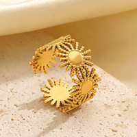 Cincin Matahari Minimalis Lapis Emas 18K Gaya Eropa dan Amerika, Desain Unik, Cincin Baja Anti Karat Trendi dan Serbaguna