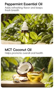 Rince-bouche à saveur de menthe, huile de coco et huile de menthe poivrée pour la santé bucco-dentaire