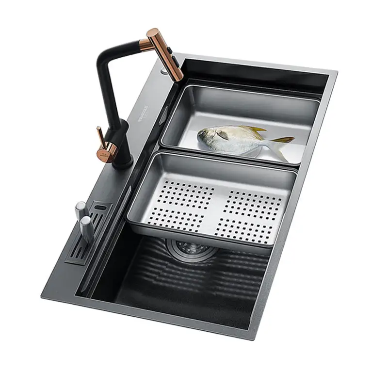 Fregadero Nano de acero inoxidable para cocina y Bar, fregadero de alta calidad, moderno, individual, mesa de trabajo